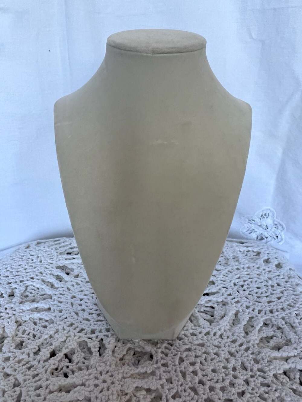 Cream Velvet Necklace Display Bust Stand for Jewelry